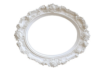 Vintage style oval lace frame with a soft pastel background, Isolated on transparent or white background cut out