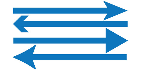 Set of long arrow vector, icon . Horizontal double side arrow. Straight long arrow vector icon set. Long arrows left and right in flat style. Long arrow silhouette, symbol, icon design
