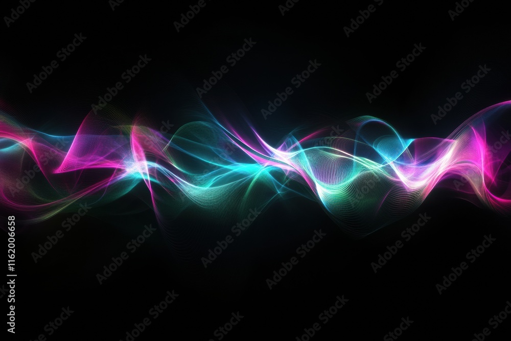 Poster vibrant 3d pulsating light waves create a mesmerizing neon glow in an abstract visual display. gener