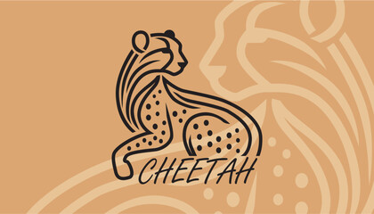 Naklejka premium Cheetah logo simple line elegant