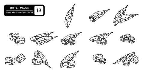 Bitter melon icon collection, editable and resizable vector icon templates.