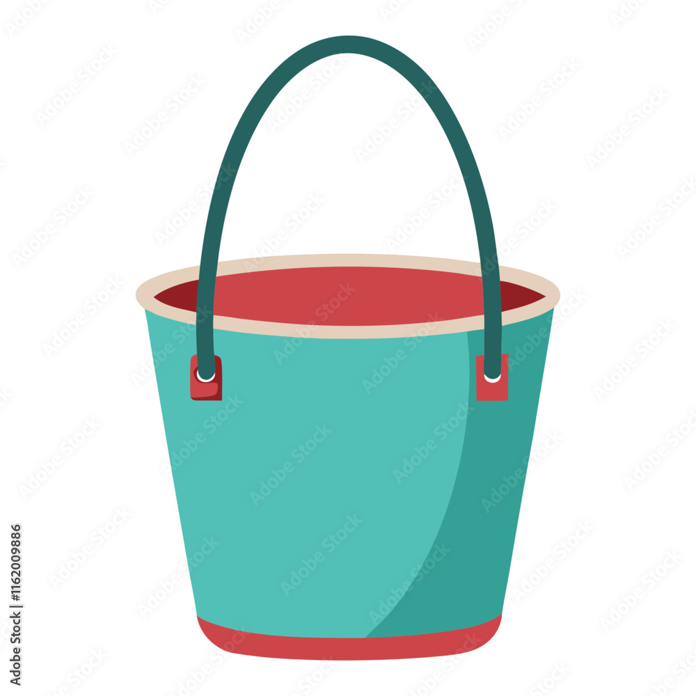 Poster turquoise bucket with red interior and handle-vector illustration of a turquoise bucket with a red i