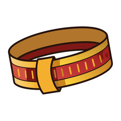Yellow and Red Belt with Decorative Stitching, Illustration of a yellow and red belt featuring a bold buckle and decorative stitching, designed in a modern and stylish look.
