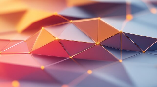 Abstract Polygonal Network Vibrant Colors and Light