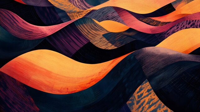 Hard-edged square and rectangular shapes contrasted with organic, curved lines forming an intriguing pattern