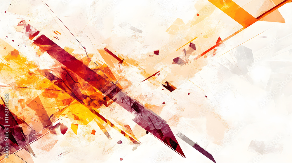 Poster abstract design featuring vibrant orange and red strokes on a light background