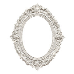 Vintage style oval lace frame with a soft pastel background, Isolated on transparent or white background cut out