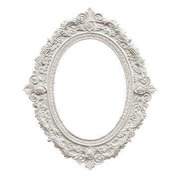 Vintage style oval lace frame with a soft pastel background, Isolated on transparent or white background cut out