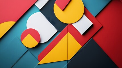 Fototapeta premium Geometric shapes with sharp angles contrasting with free-flowing curves forming a contemporary design style