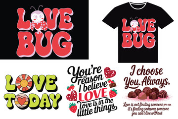 Adorable T-Shirt Design Bundle with Love-Themed Graphics and Sweet Quotes