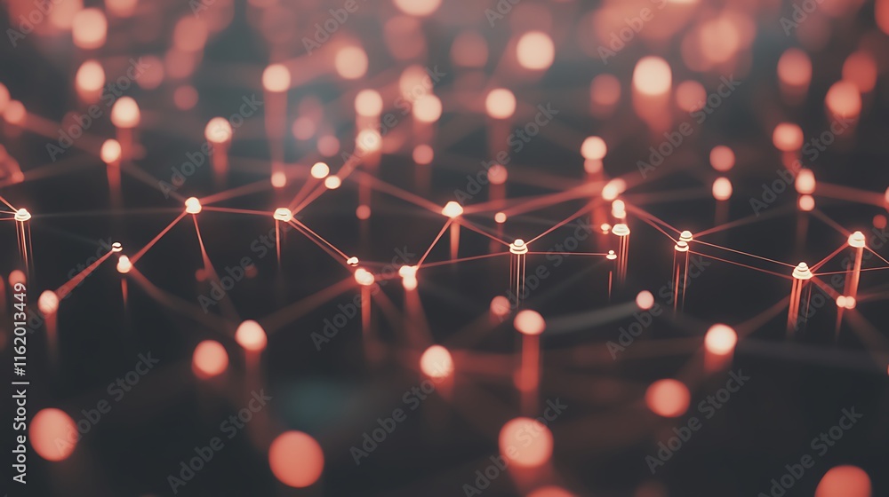 Poster abstract network illuminated nodes connections