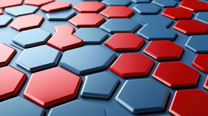 Abstract Hexagon Pattern Red And Blue Design