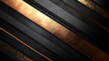 Obraz premium Jet Black Background with Rose Gold and Platinum Geometric Lines