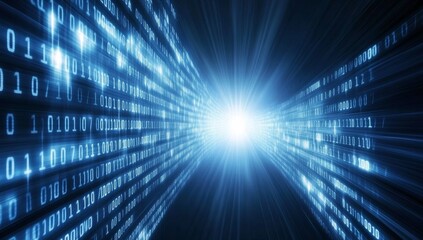 Obraz premium Abstract digital data stream tunnel.