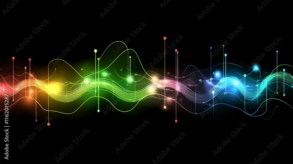 Poster abstract rainbow data wave visualization design