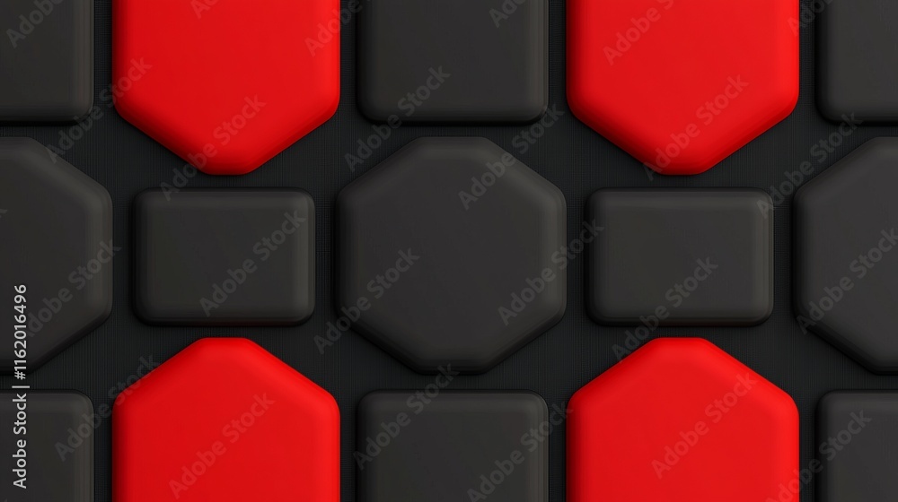 Poster abstract red and black geometric hexagon pattern