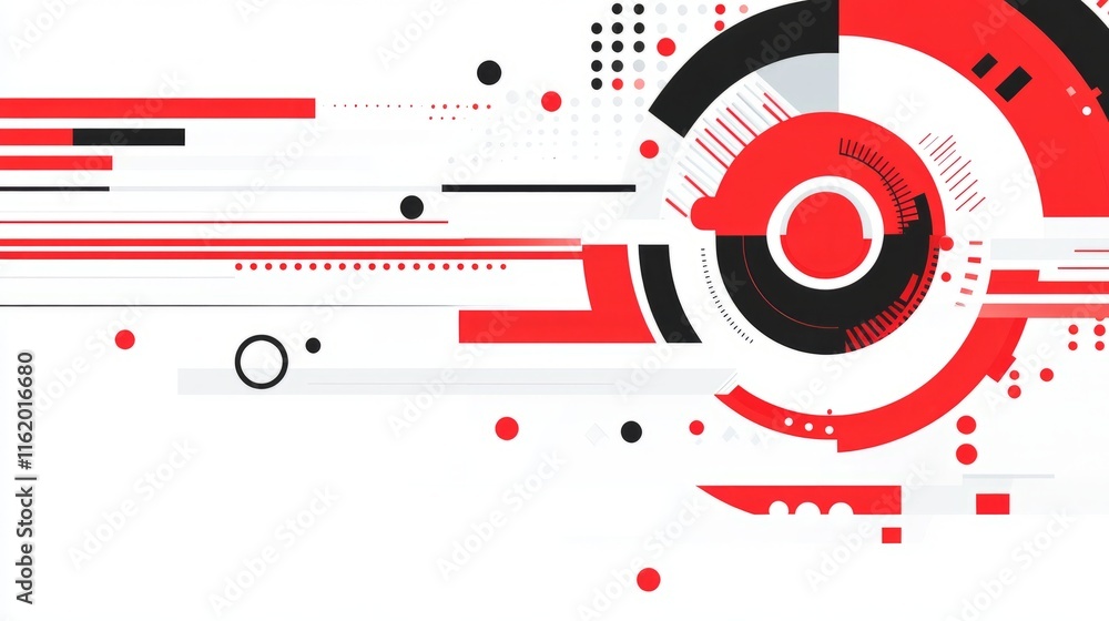 Aufkleber abstract red and black tech design circular pattern