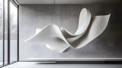 Smooth flowing lines cutting through hard-edged angular shapes to create a dynamic and balanced visual contrast