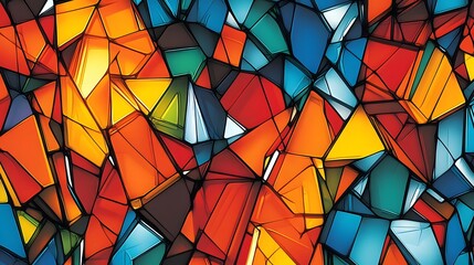 Broken lines and irregular shapes coming together to form a seamless cohesive structure