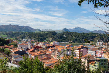 small town in Spain, picturesque view with mountains and sea