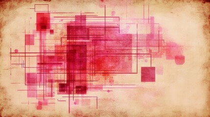 Fototapeta premium Abstract Red Geometric Watercolor Artwork Design
