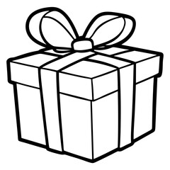 Beautiful cardboard box decorated with ribbon as a happy birthday gift in black. Hand drawn vector sketch illustration in doodle engraved vintage line art style.