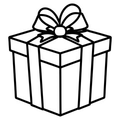 Beautiful cardboard box decorated with ribbon as a happy birthday gift in black. Hand drawn vector sketch illustration in doodle engraved vintage line art style.