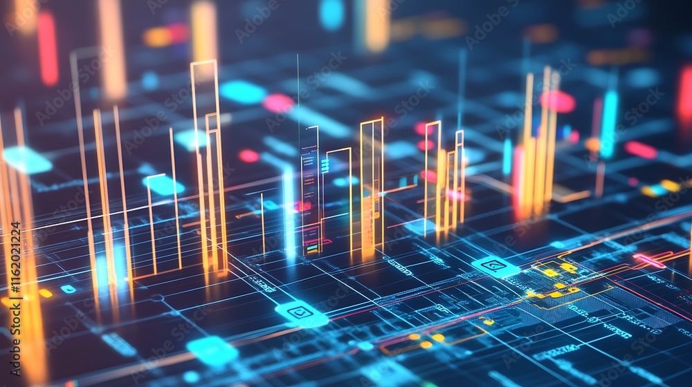 Poster abstract digital network data visualization