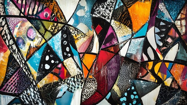 Broken patterns coming together to form a balanced and unified abstract composition