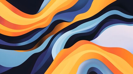 Fluid lines overlapping and interacting with geometric shapes creating an abstract flow