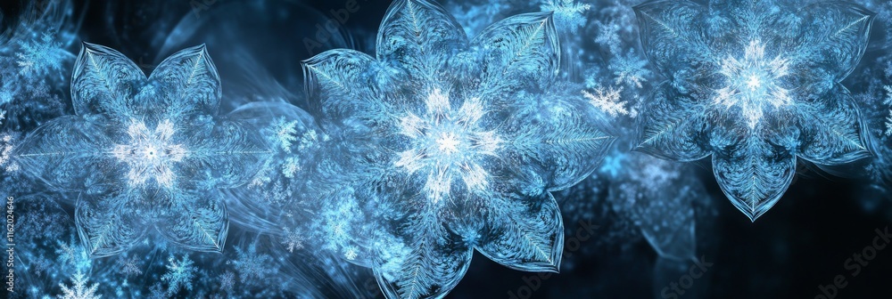Poster frozen symmetry: ethereal snowflakes and icy patterns abstract composition