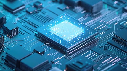 Abstract cloud computing technology with blue wireframe graphics and nodes on a white background. Concept of digital data storage system. 3D Rendering