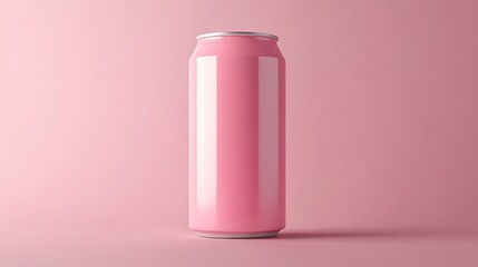 Pink Aluminum Can on Pink Background