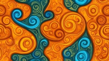Fototapeta premium Abstract Swirling Orange and Teal Pattern Design