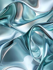 Abstract wavy glass shapes in gradient , minimalist background