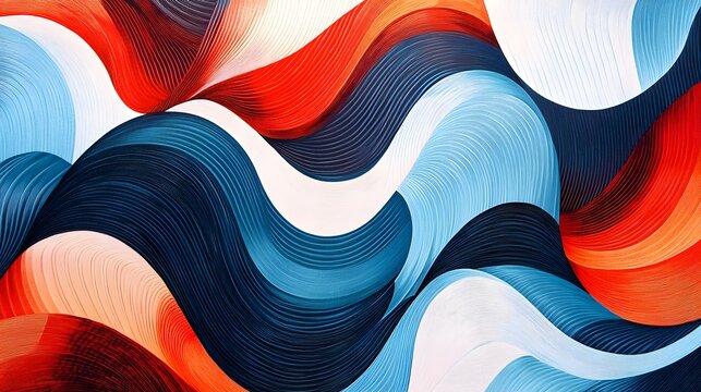 Wavy lines gracefully overlapping angular geometric patterns in a smooth, contemporary design