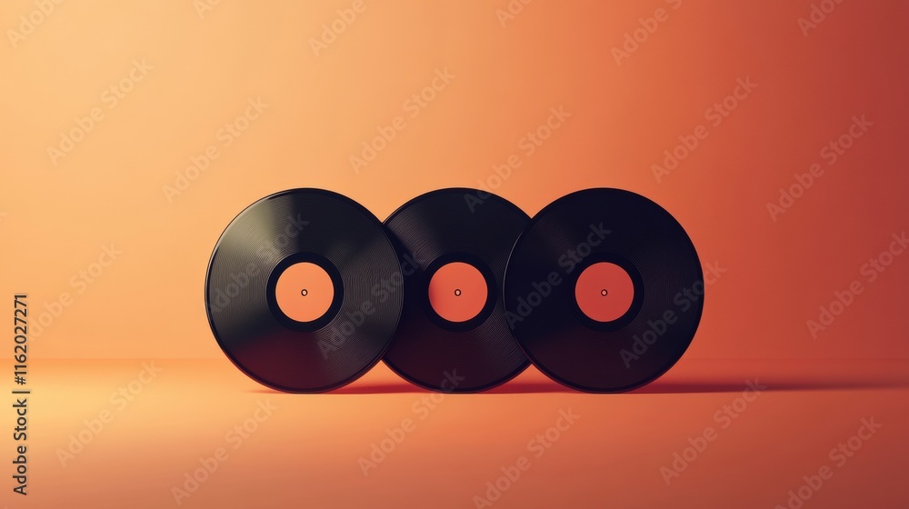 Leinwandbilder Vintage vinyl records arranged in a creative layout with ample copy space for personalized text. Generative AI