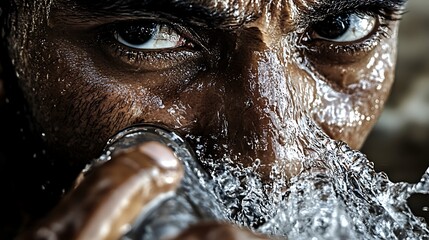 Thirsty Man Drinking Water