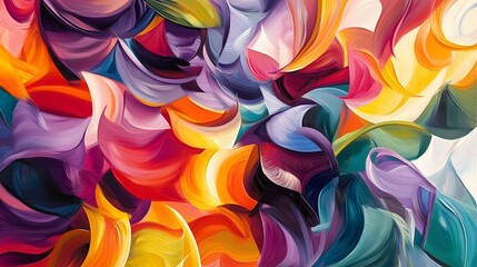 Broken abstract shapes merging into a unified cohesive design with vibrant flow