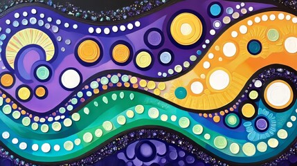 Abstract Swirling Wave Painting with Dots and Circles