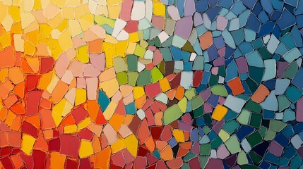 Fragmented sections of color and design combining to form a cohesive harmonious pattern