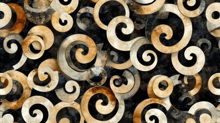 Abstract Swirls Dark Background, Beige and Brown Tones
