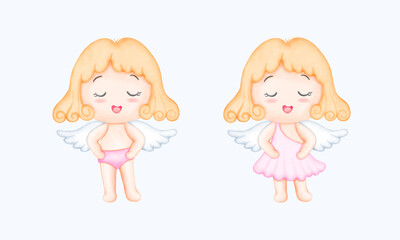 Adorable Watercolor Valentine Cupid Artwork. Perfect for Cards, Love Themes, and Decorations