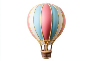 Pastel pink, blue, and white striped hot air balloon decoration.