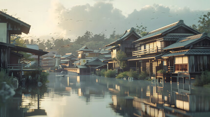 Fototapeta premium Traditional Houses Village Japanese