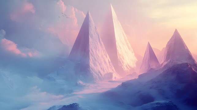 Geometric jagged edges resting on top of soft gradient tones creating a bold visual effect