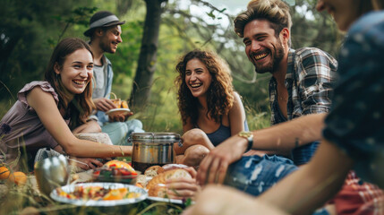 Fototapeta premium smiling people, swimming and playing in crystal-clear water, vibrant and dynamic, natural lighting, joyful mood,