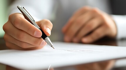 Close-up of a Hand Signing a Document