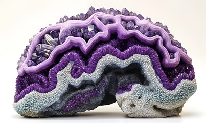 Obraz premium Amethyst geode with purple and gray crystals, intricate texture.