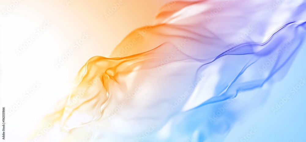 Poster abstract flowing colors in soft gradients of orange and blue.